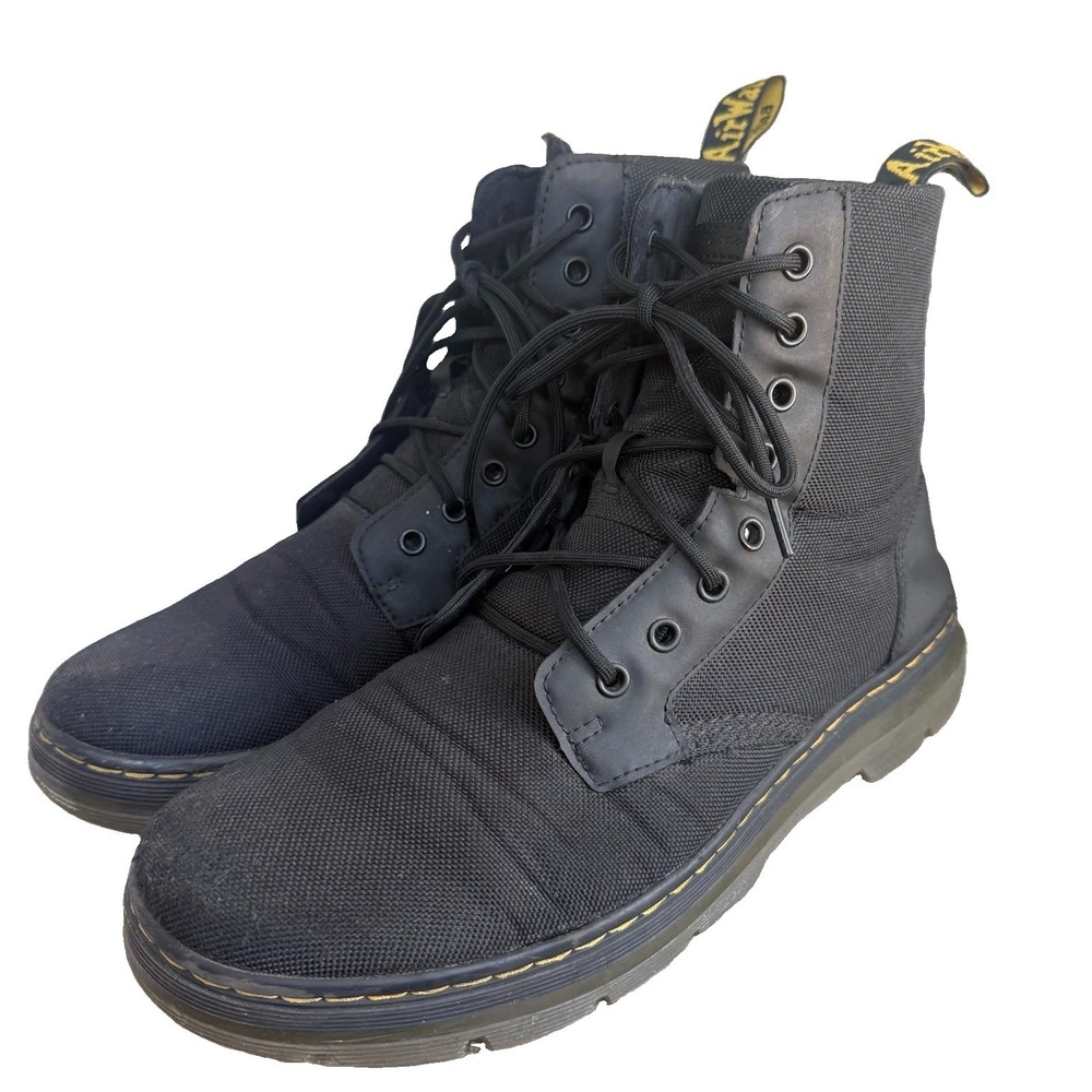 Dr Martens Combs Poly Casual Utility Boots Black Canvas Combat Ankle Mens 12